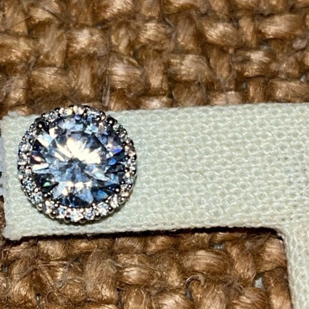 Round Halo CZ Stud Earrings - 9mm